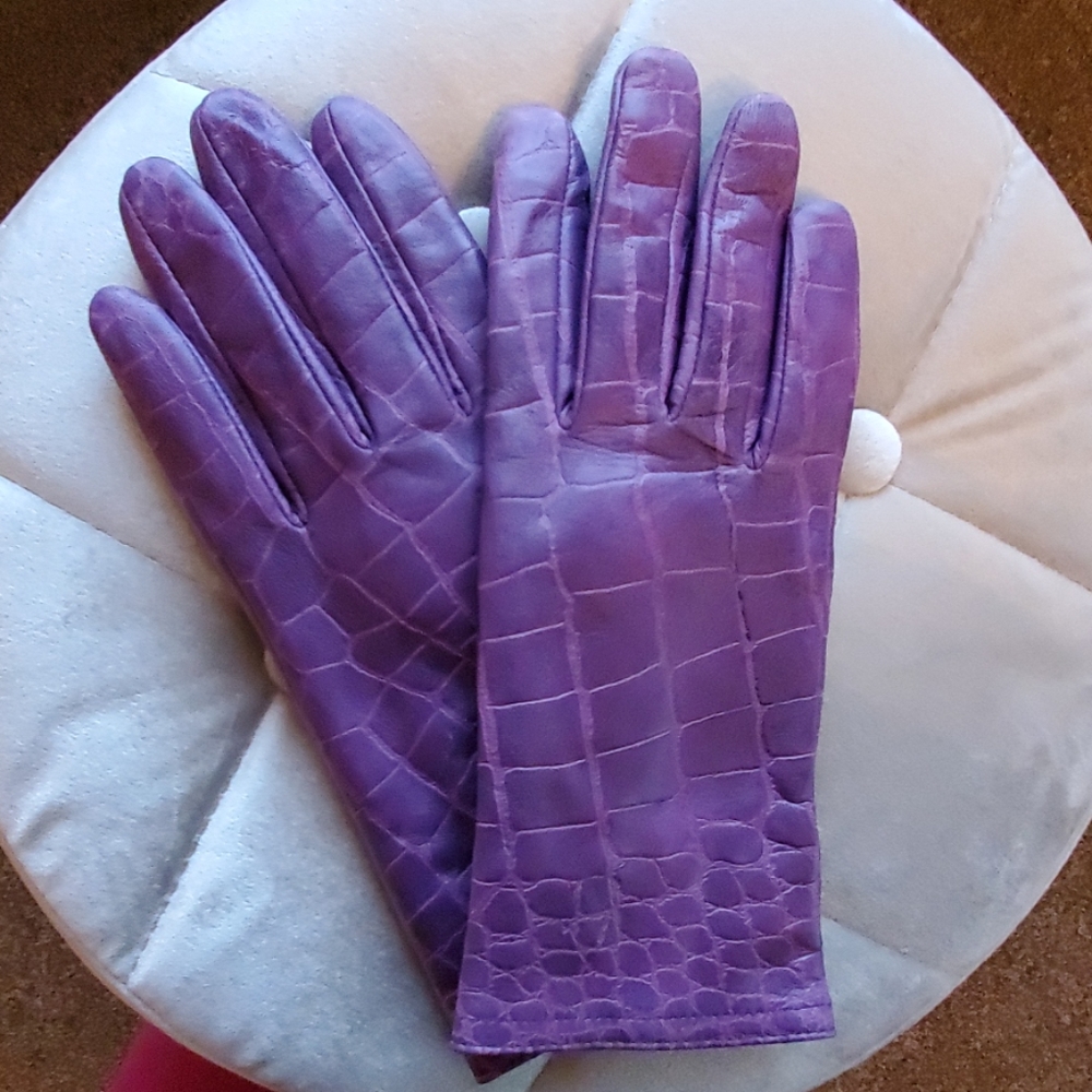 Purple Leather Gloves